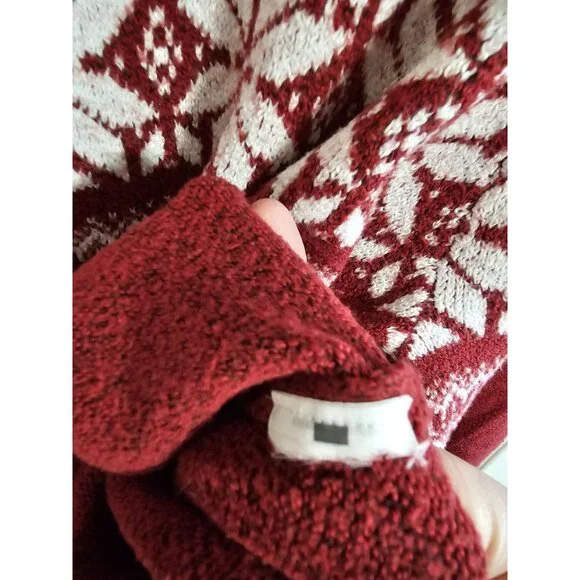 Abercrombie & Fitch Women’s Large Red Fair Isle Mock Neck Knit Sweater Preppy - Picture 5 of 7